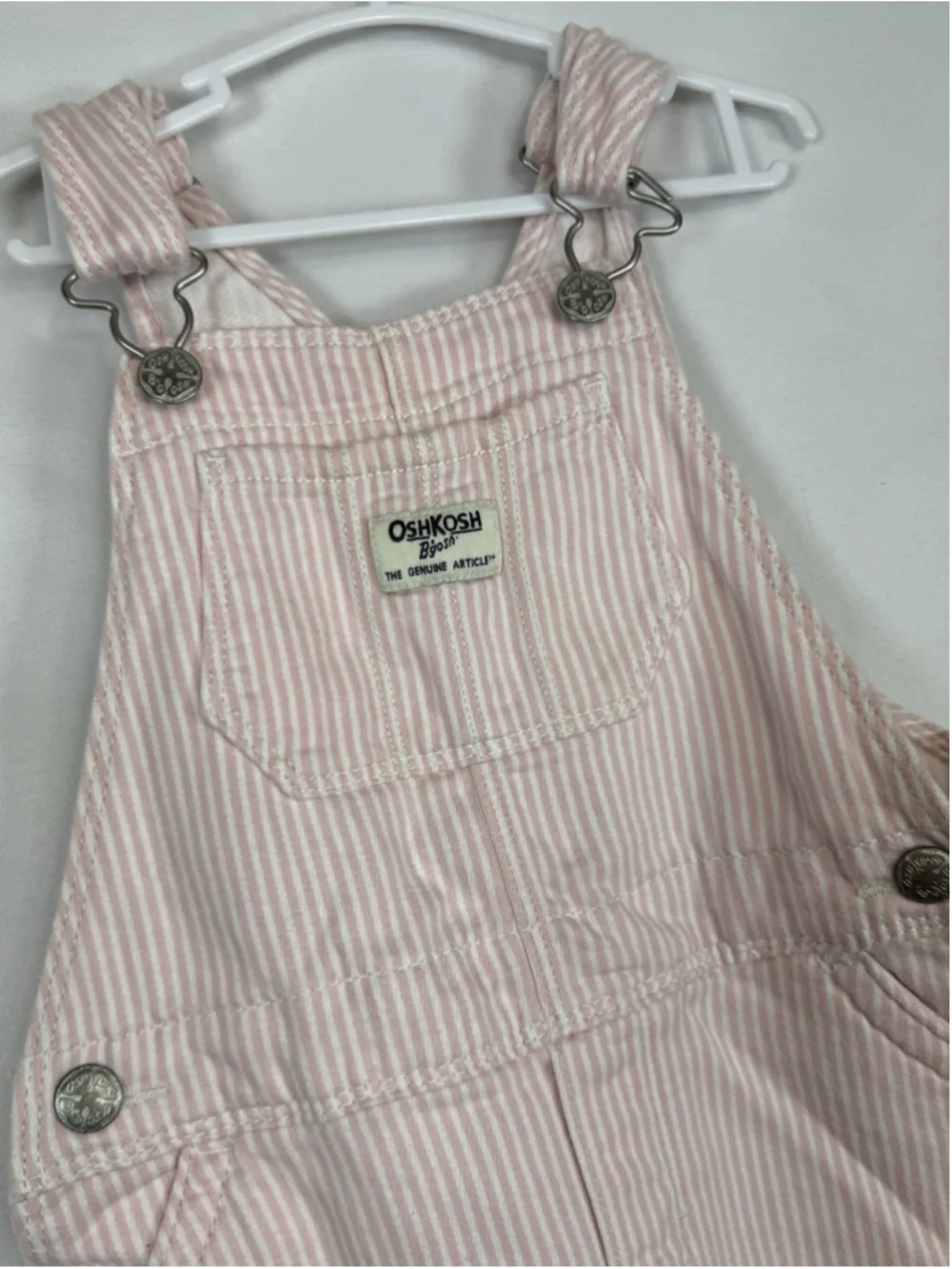 Oshkosh B’Gosh Pink Overalls 4T Toddler Pink & White Stripe EUC